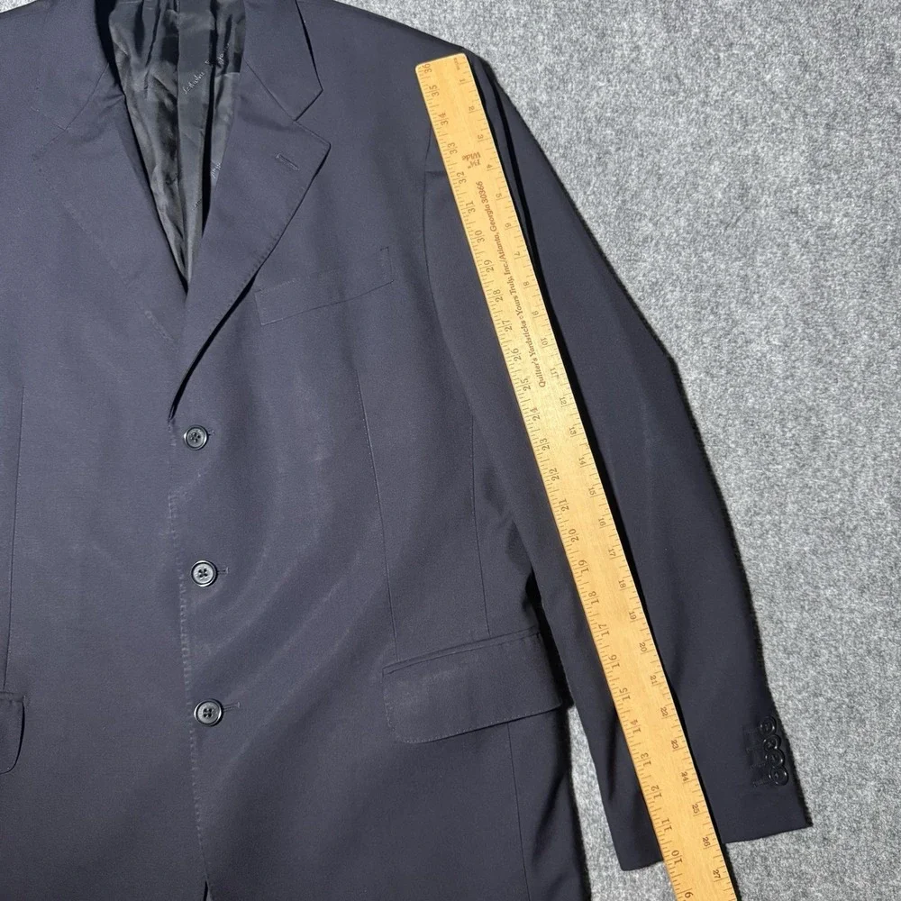 Salvatore Ferragamo Blazer 54 Navy‎ Blue Cotton Jacket Coat Wool 3-Butotn READ